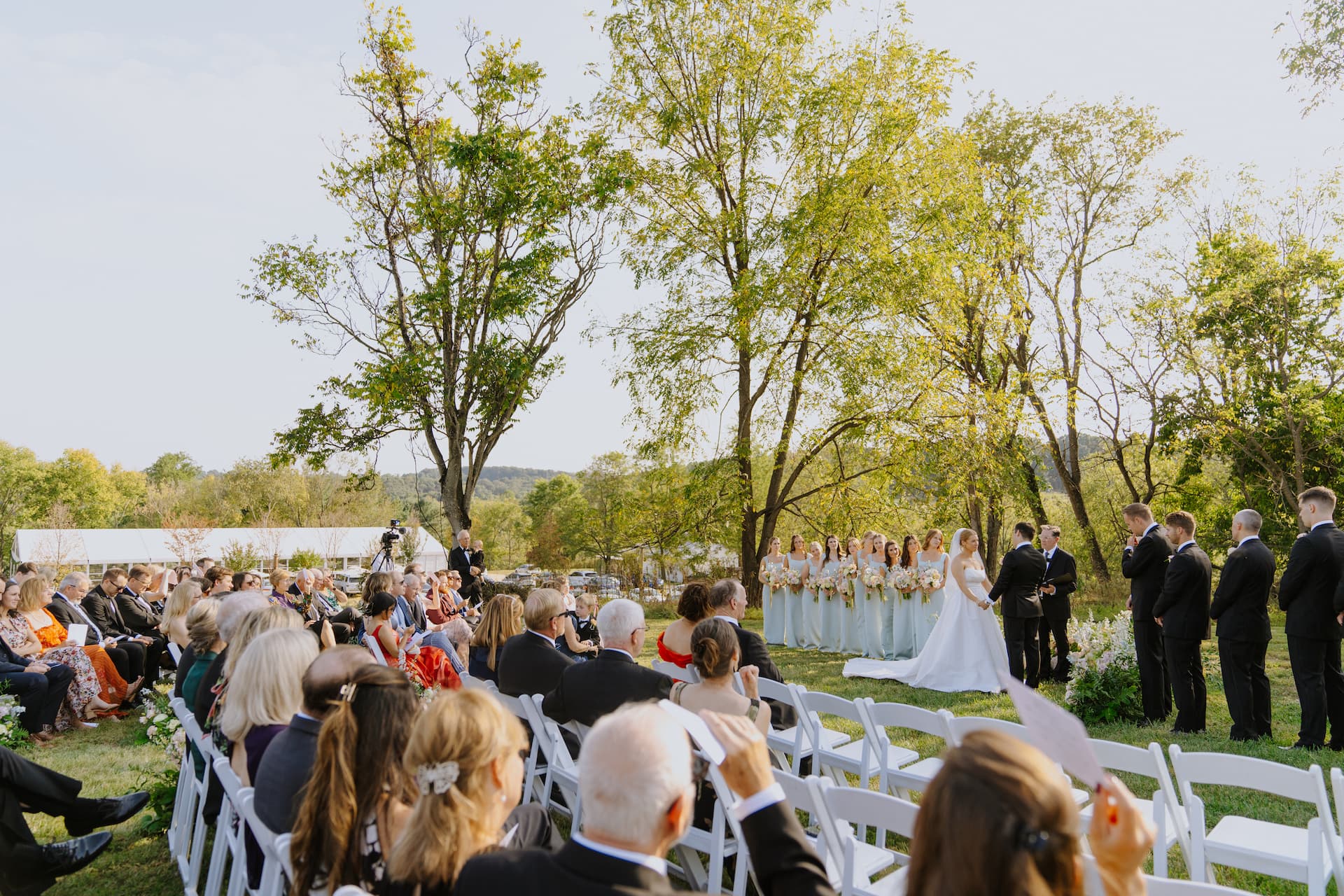 Hilltop ceremony with guests