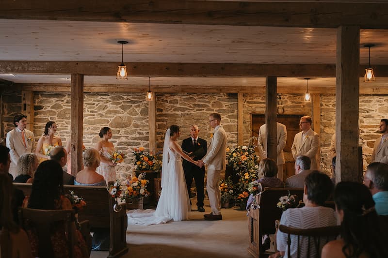 Bank Barn lower level — ceremony with guests